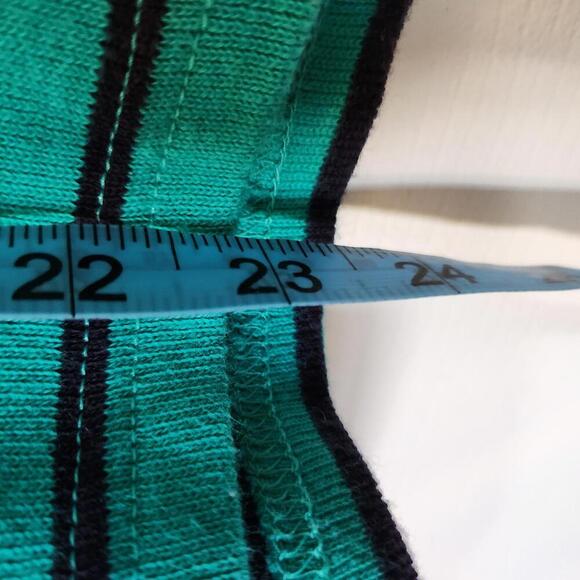 L.L.Bean Women's Teal/Navy Striped 100% Cotton Top, Size Large - Picture 7 of 8